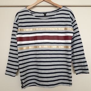 ☀️ J.Crew Foil Stripe Cotton Top Sz S